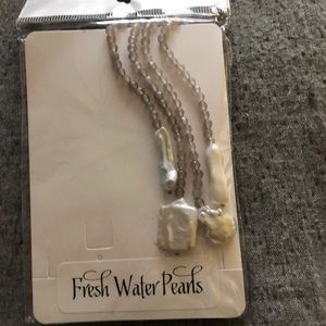 Fresh water pearl long grey necklace